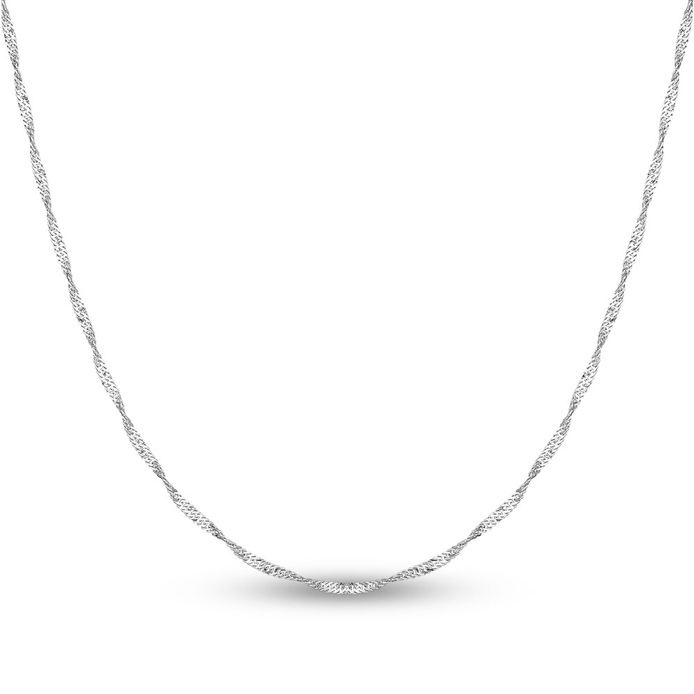 Singapore Chain Necklace 14K White Gold 18" g0crvULH