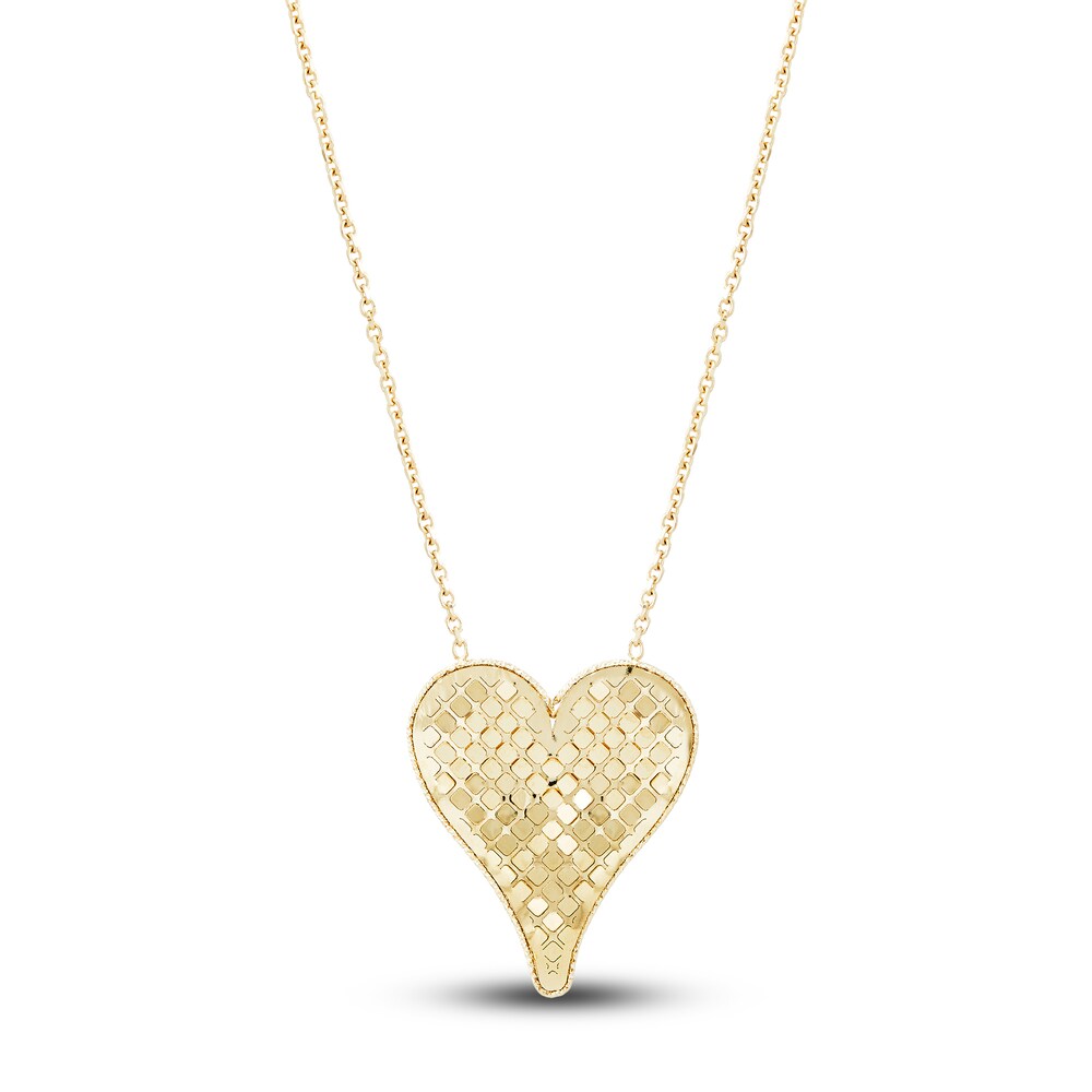 Italia D'Oro Heart Pendant Necklace 14K Yellow Gold 17.5" g1doxPGm