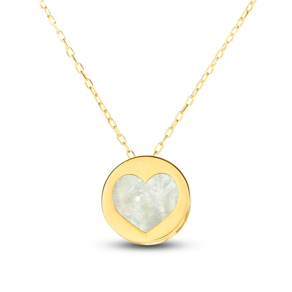 Mother-of-Pearl Heart Necklace 14K Yellow Gold g4PhaJYy