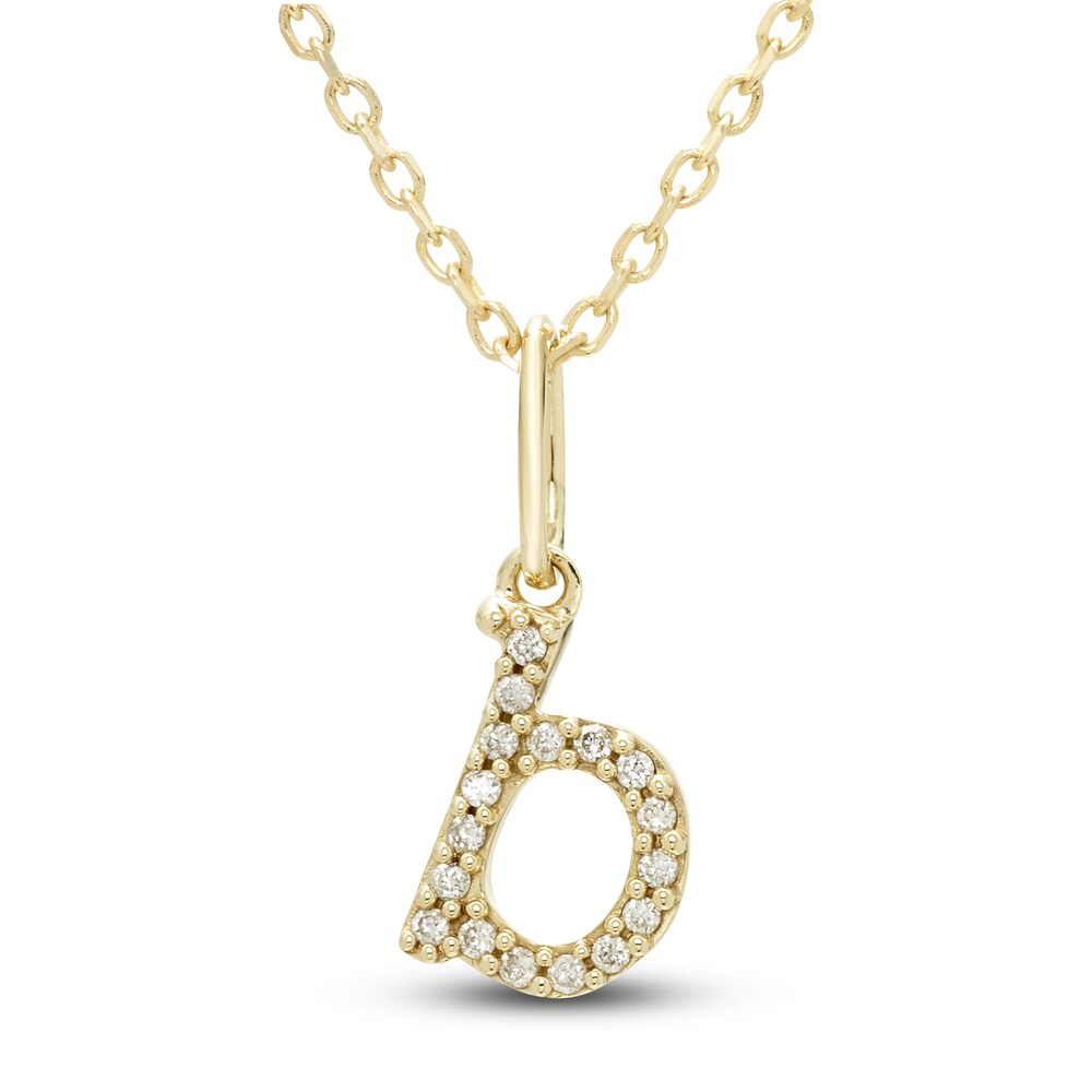 Diamond Initial B Pendant Necklace 1/20 ct tw Round 10K Yellow Gold 18" g4jmWkOl