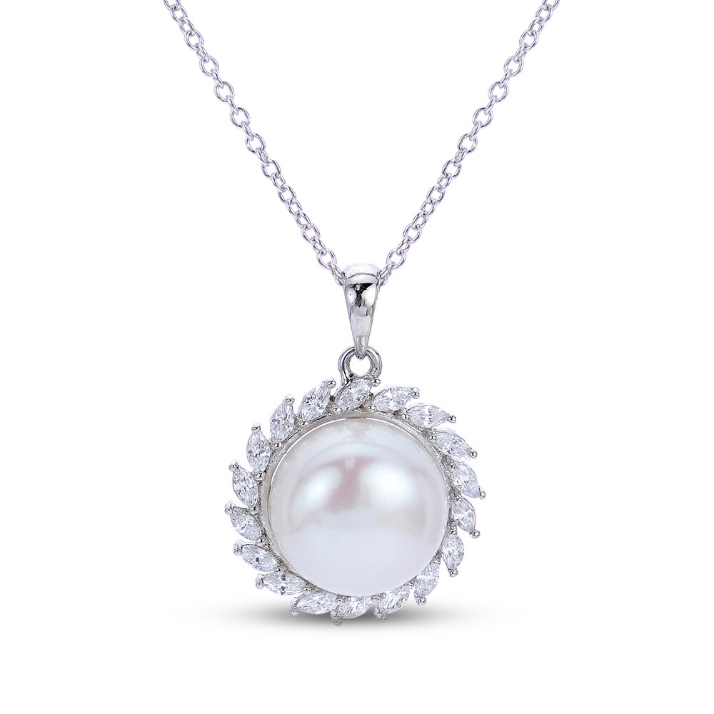 Cultured Freshwater Pearl Necklace White Topaz Sterling Silver g6IkQaZg [g6IkQaZg]
