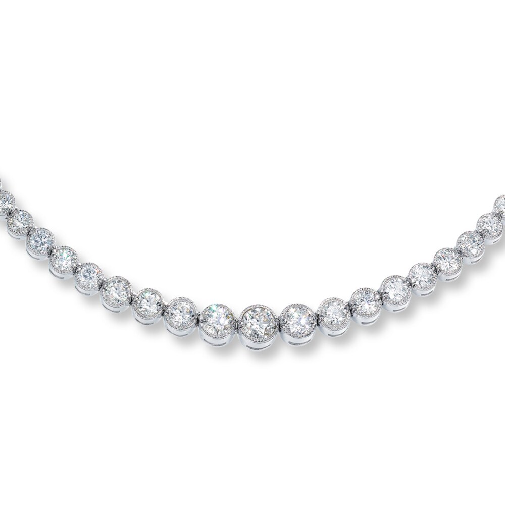 Diamond Tennis Necklace 15 ct tw Round 14K White Gold 16" g9C3yvOf