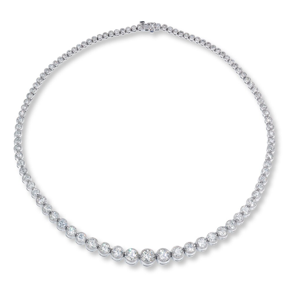 Diamond Tennis Necklace 15 ct tw Round 14K White Gold 16\" g9C3yvOf