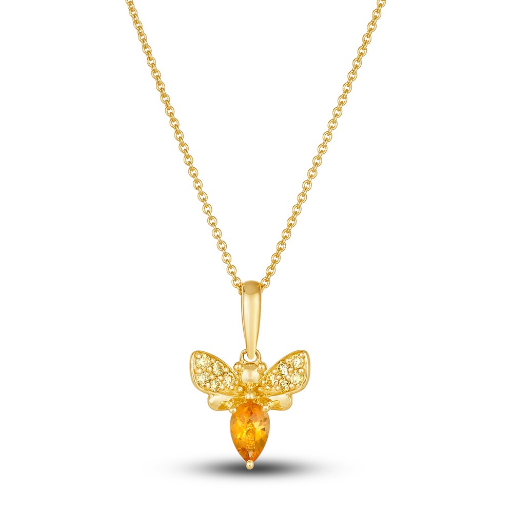 Le Vian Natural Citrine Bumblebee Necklace 1/10 ct tw Diamonds 14K Honey Gold 19" gCO2fkGg