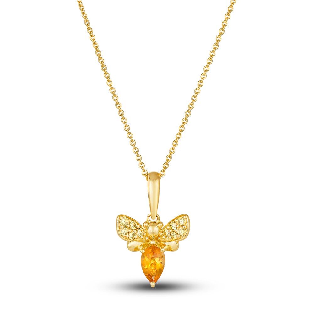 Le Vian Natural Citrine Bumblebee Necklace 1/10 ct tw Diamonds 14K Honey Gold 19\" gCO2fkGg