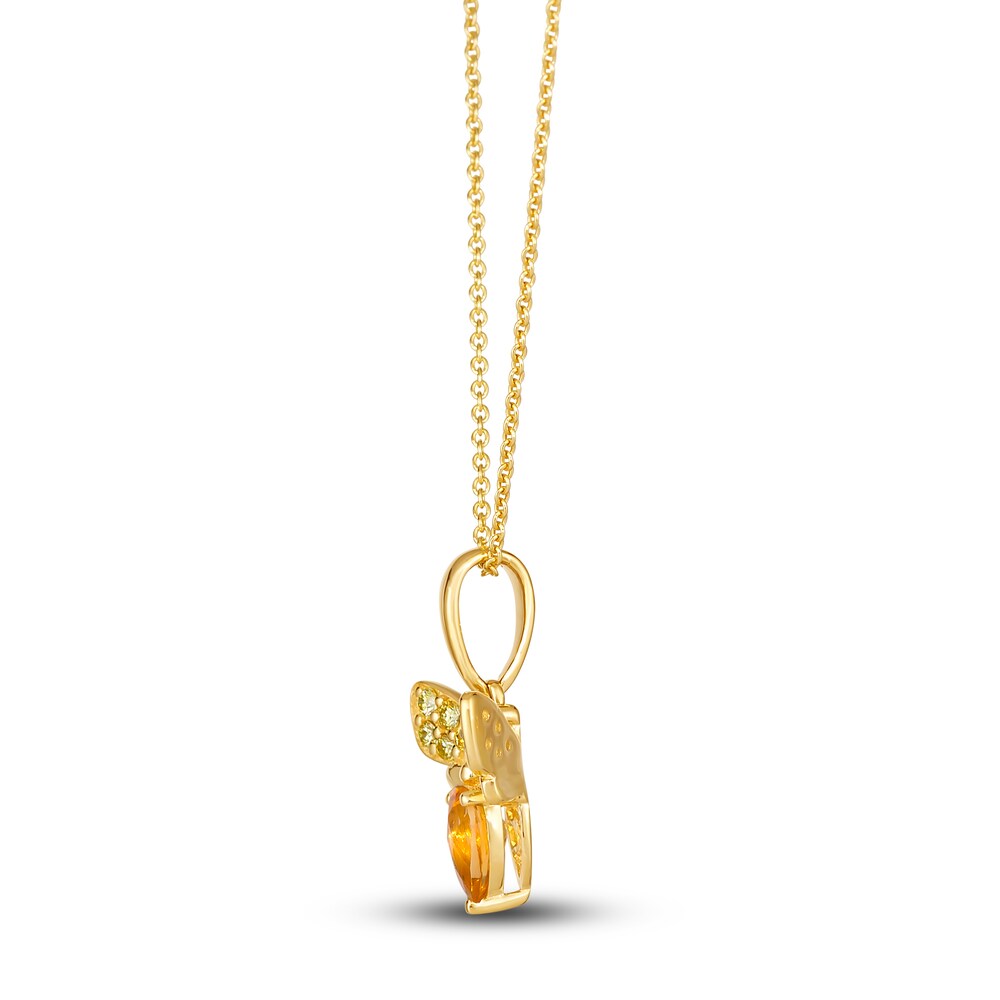 Le Vian Natural Citrine Bumblebee Necklace 1/10 ct tw Diamonds 14K Honey Gold 19\" gCO2fkGg