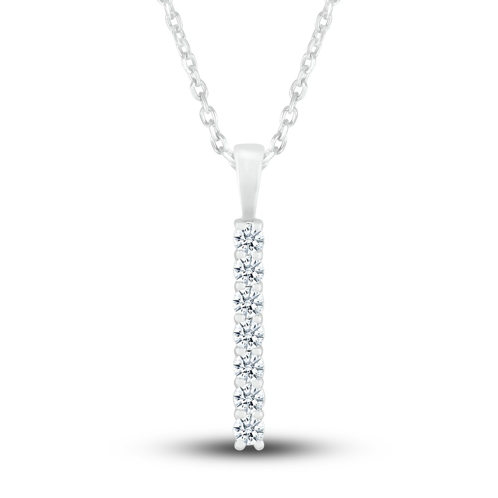 Diamond Pendant Necklace 1/4 ct tw Round 10K White Gold 18\" gDZqlTU8