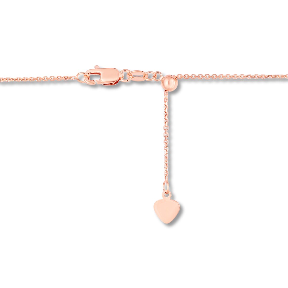 Box Chain Necklace 14K Rose Gold 22\" Adjustable gDwXp4bp