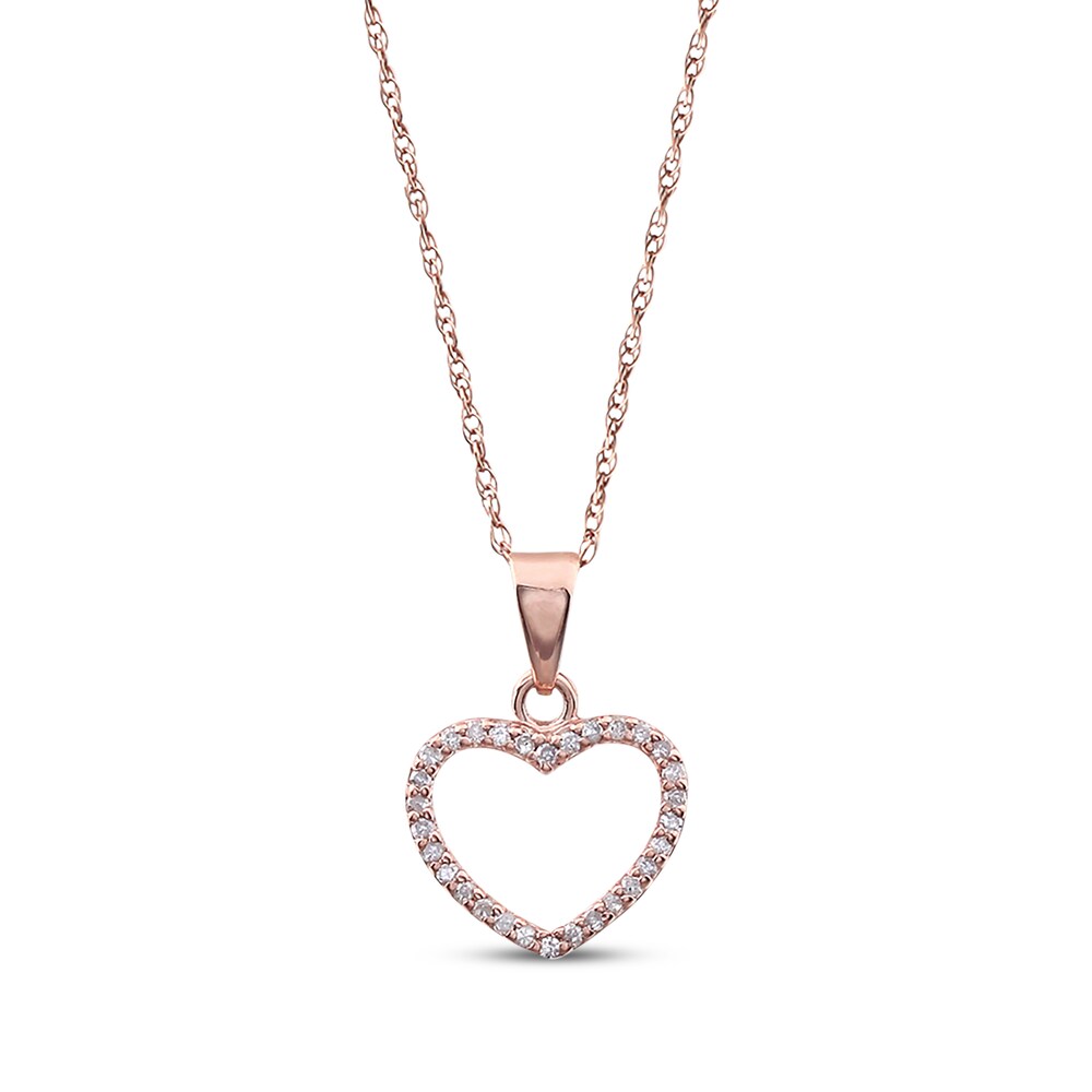 Diamond Heart Necklace 1/10 ct tw Round-Cut 10K Rose Gold gE8h0chB