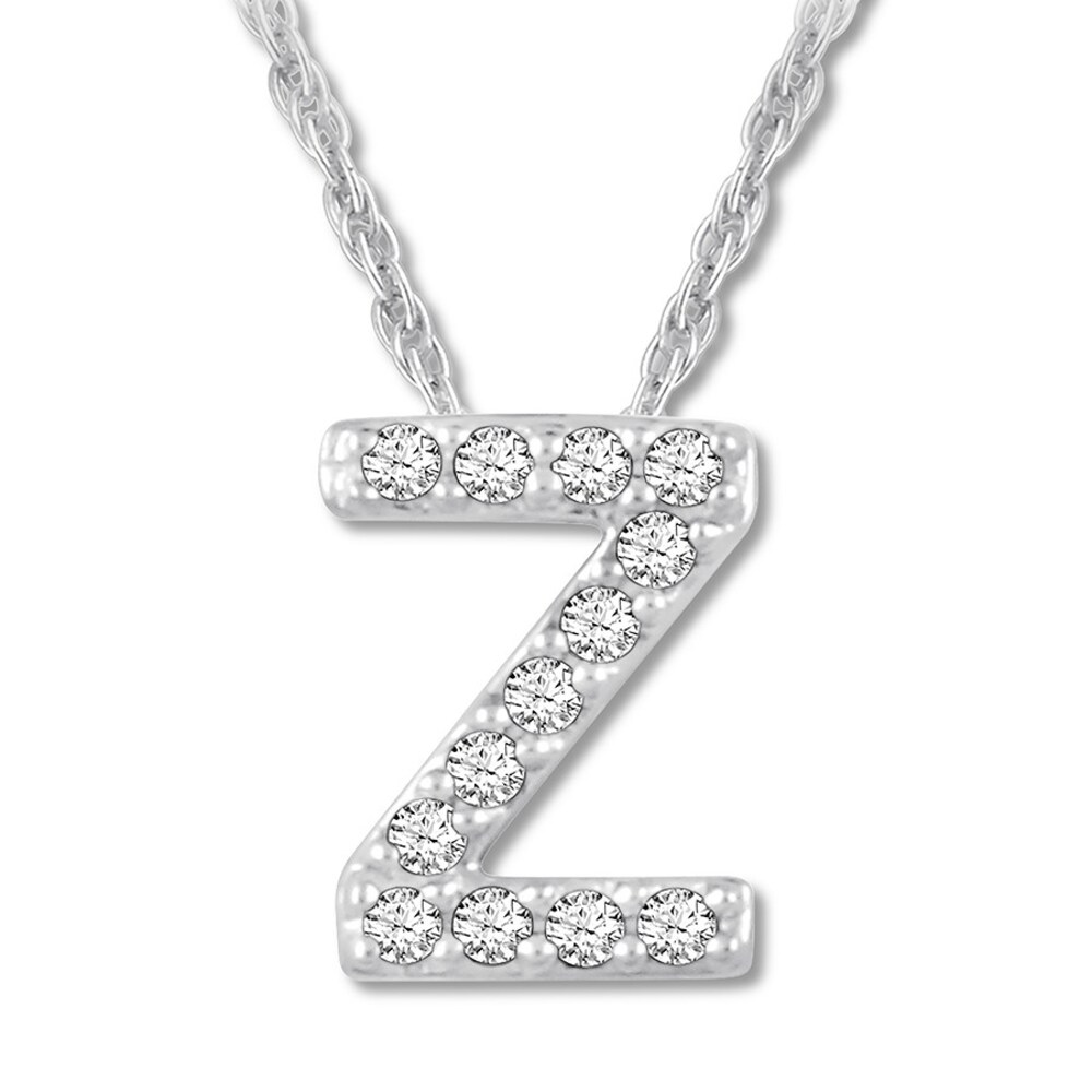 Diamond Initial Z Necklace 1/20 ct tw Round-cut 10K White Gold gEG6I4NM