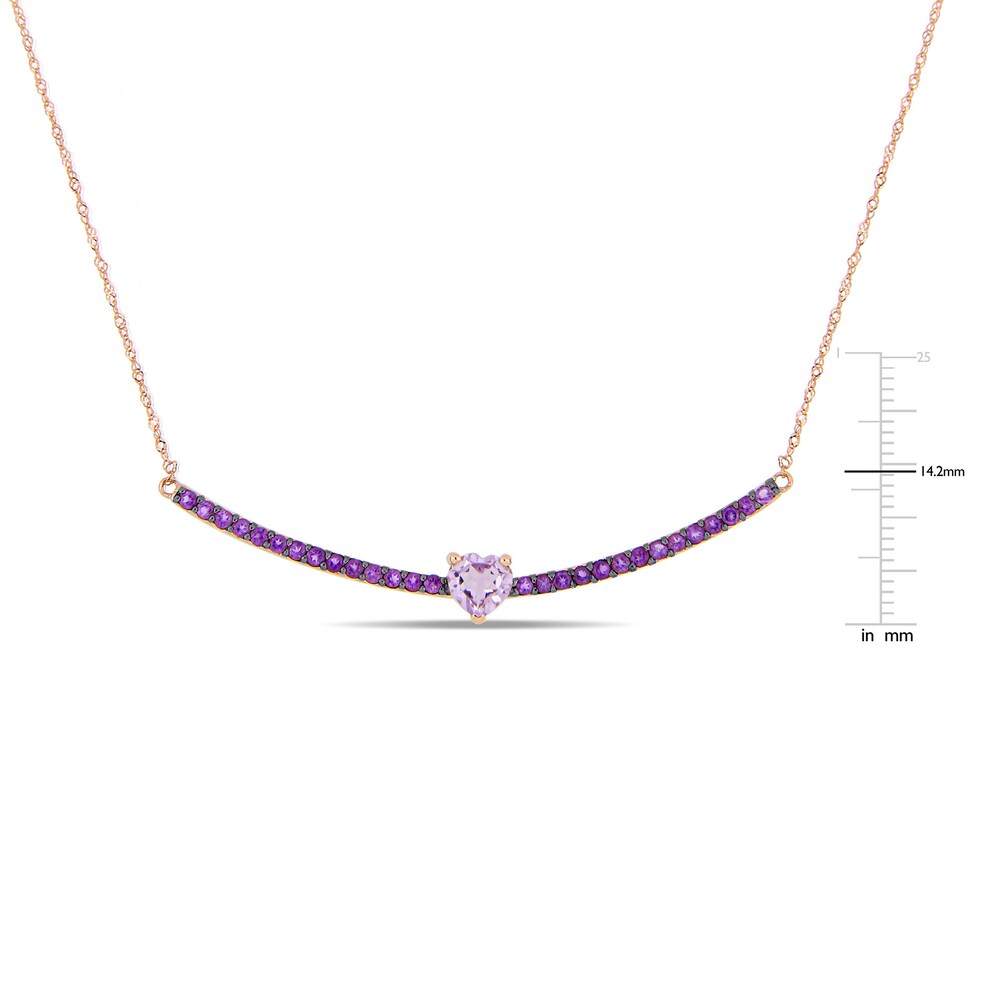 Natural Amethyst Heart Bar Necklace 10K Rose Gold 17\" gKWnNYxQ