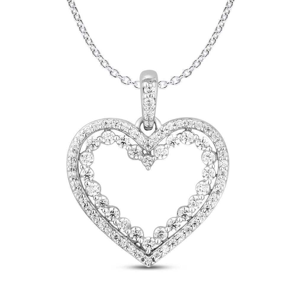 Diamond Heart Pendant Necklace 1/2 ct tw Round 10K White Gold gKa0Pwty