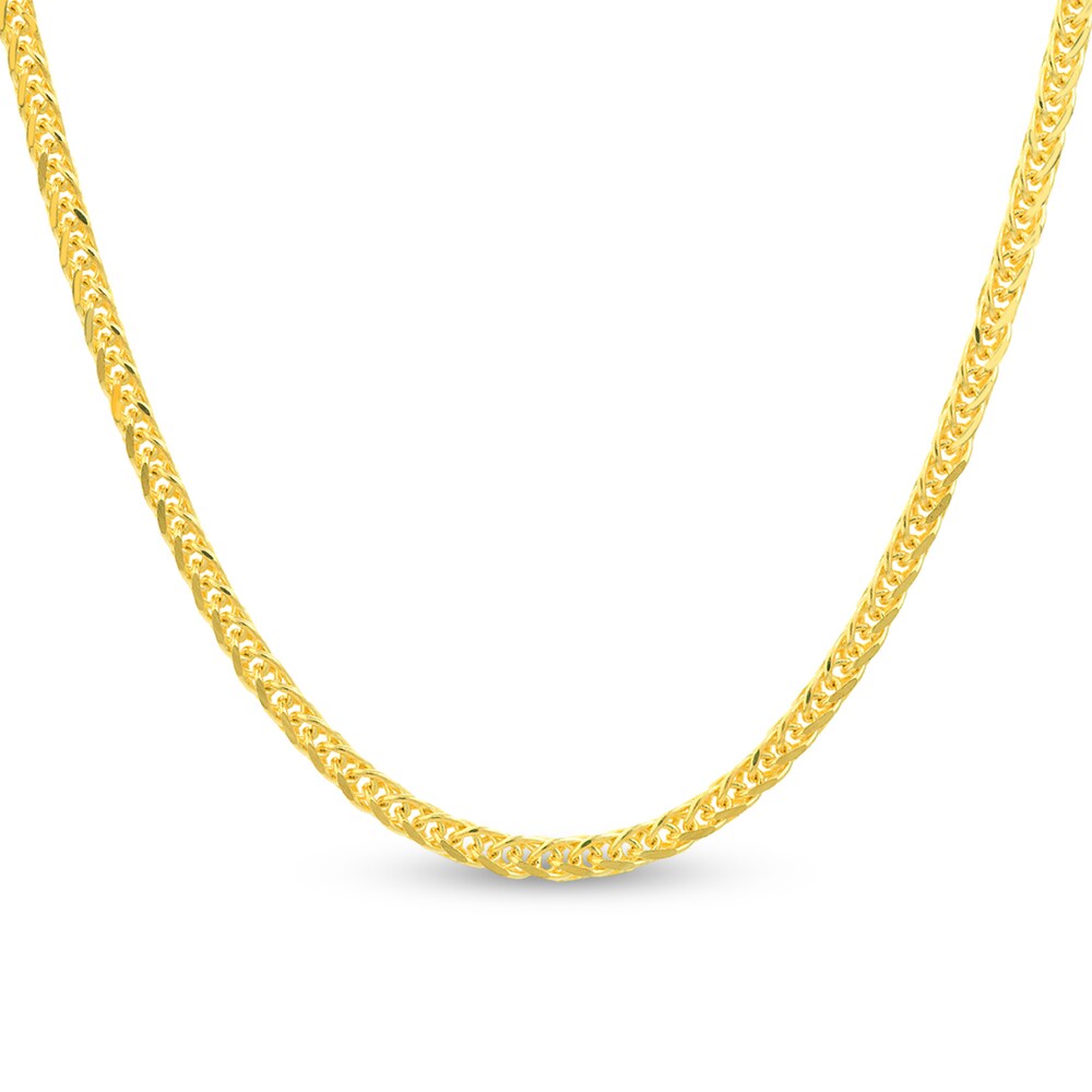 Square Wheat Chain Necklace 14K Yellow Gold 24" gMw7YTbU