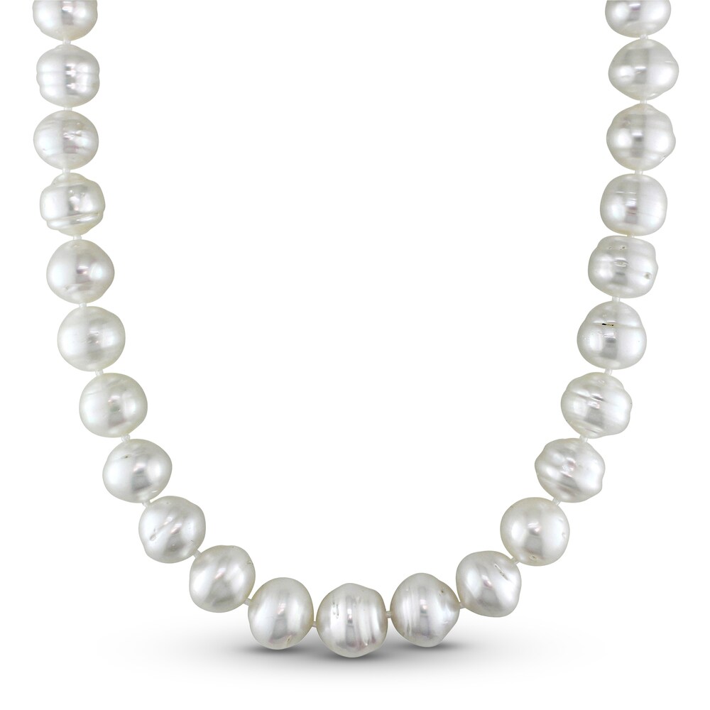 Cultured South Sea Pearl Necklace 1/20 ct tw Round 14K White Gold 18" gNhNxr8e
