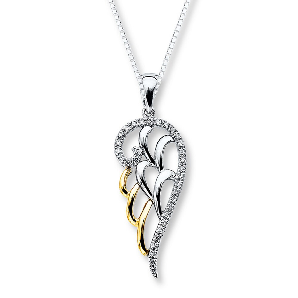 Angel Wing Necklace 1/10 ct tw Diamond Sterling Silver/10K Gold gST1KyIv