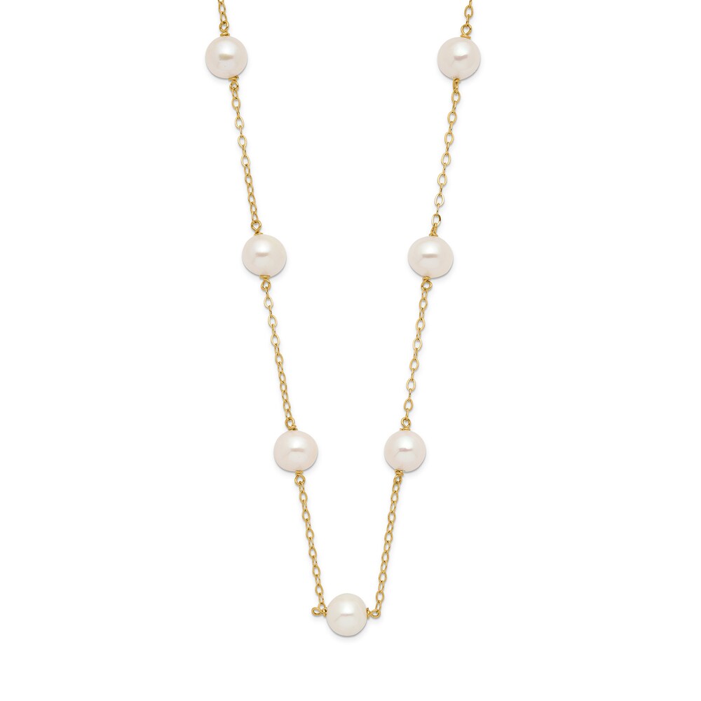 Cultured Freshwater Pearl Station Necklace 14K Yellow Gold 16" gVdunYwk