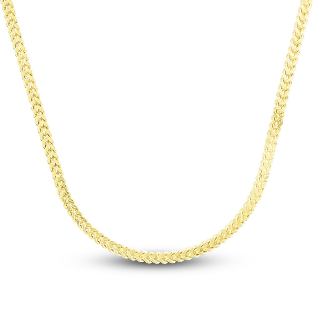 Square Franco Chain Necklace 14K Yellow Gold 24" gWJvI3E5