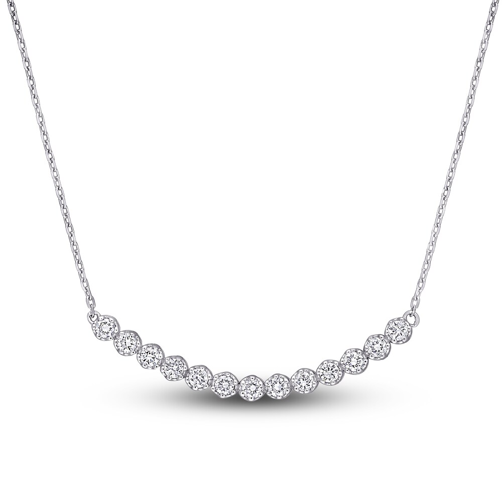 Diamond Bar Necklace 1/2 ct tw Round 14K White Gold 16\" gYmbTLSh