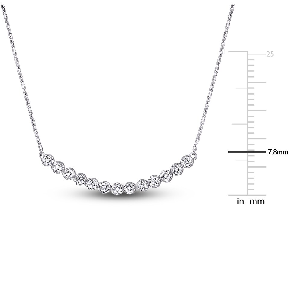 Diamond Bar Necklace 1/2 ct tw Round 14K White Gold 16\" gYmbTLSh