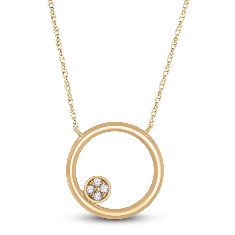 Circle Pendant Necklace Diamond Accents 10K Yellow Gold 18\" gZRwv7Vu