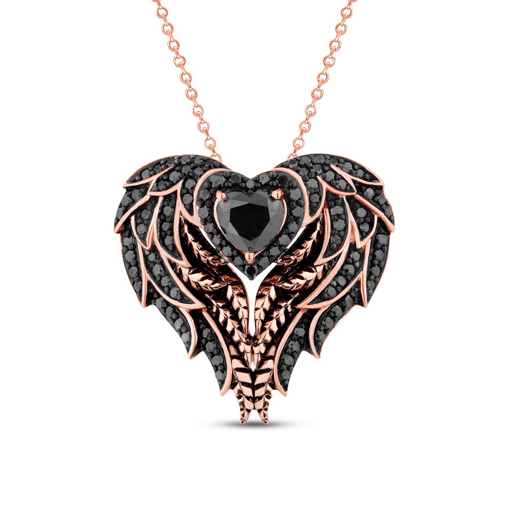 Pnina Tornai Black Diamond Necklace 1-3/8 ct tw Round/Heart 14K Rose Gold gajdh4VI