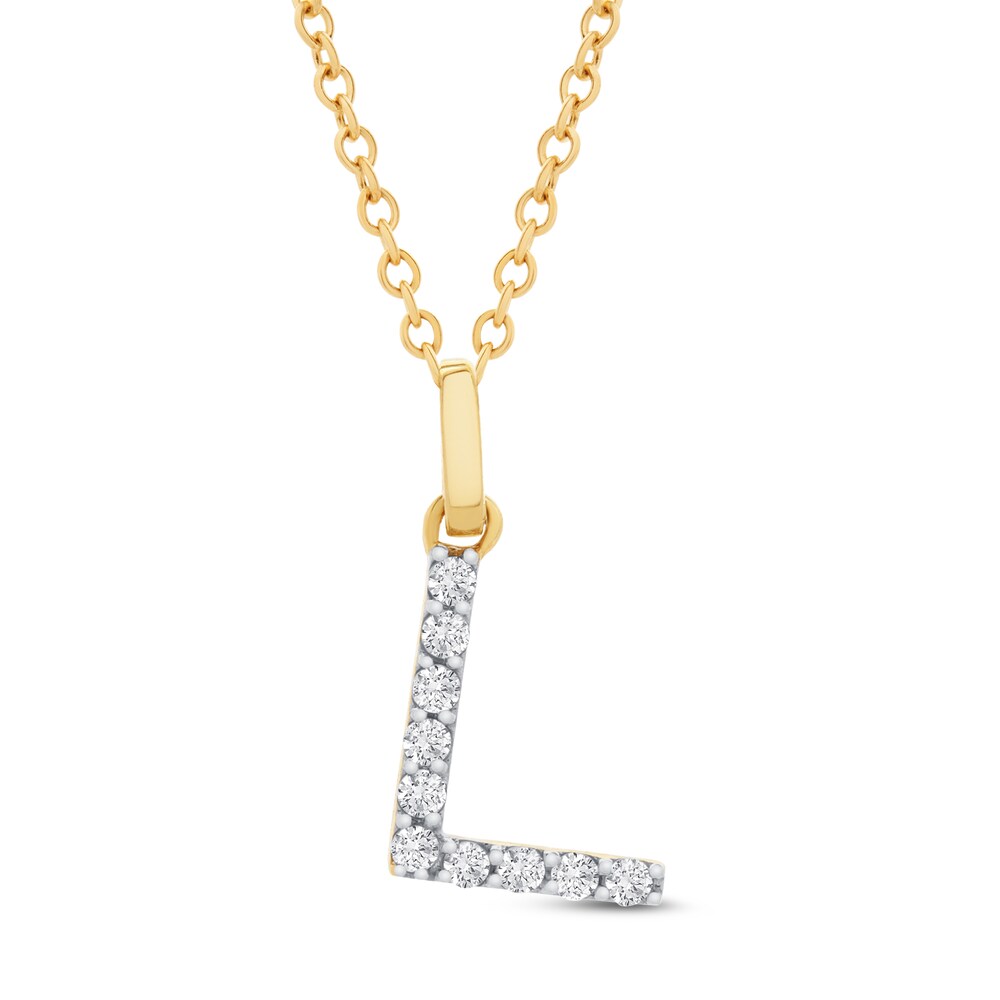 Diamond Letter L Necklace 1/10 ct tw Round 10K Yellow Gold gf2i0rua