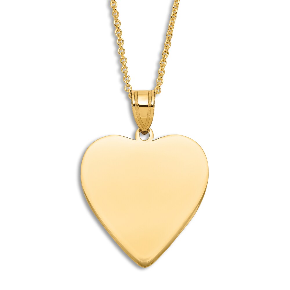 Engravable Heart Necklace 14K Yellow Gold 16" to 18" Adjustable giQZNTpA