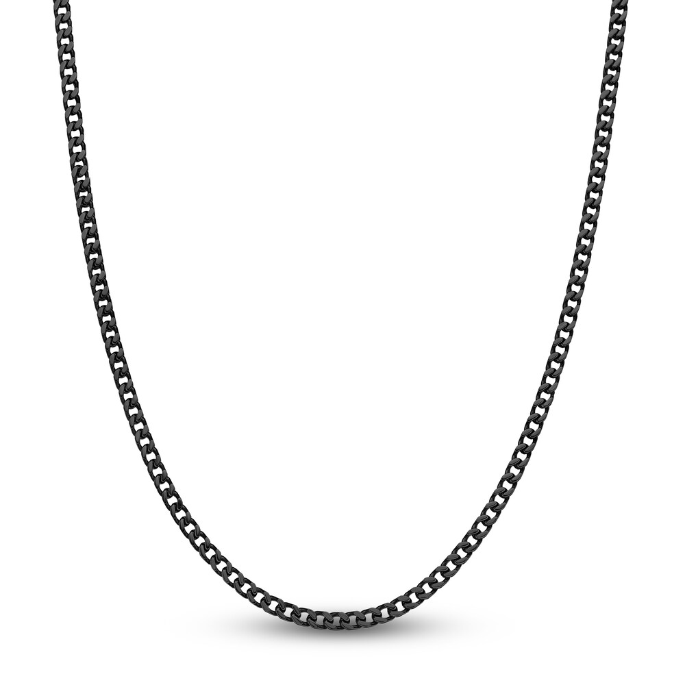 Men's Foxtail Chain Black Ion-Plated Stainless Steel 4mm 24" glL3RKYX