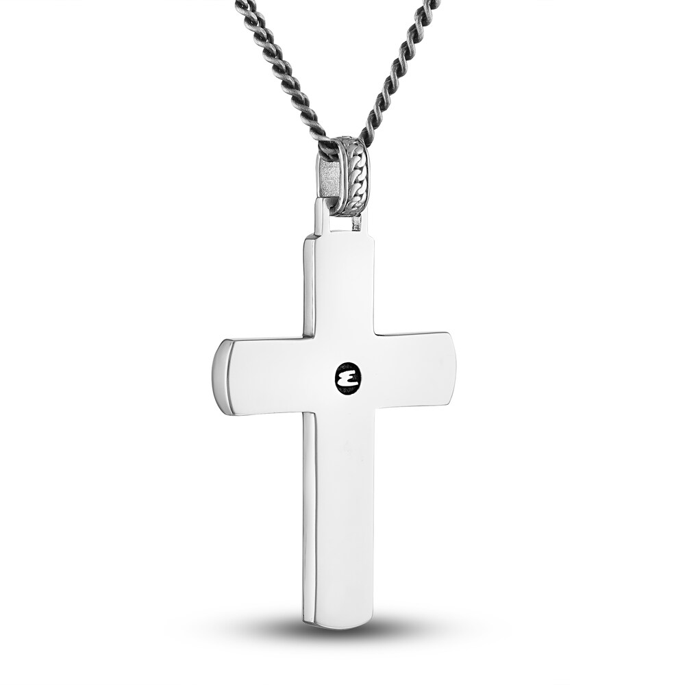 1933 by Esquire Men\'s Carbon Fiber Cross Pendant Necklace Sterling Silver 22\" gpKDvQ2f