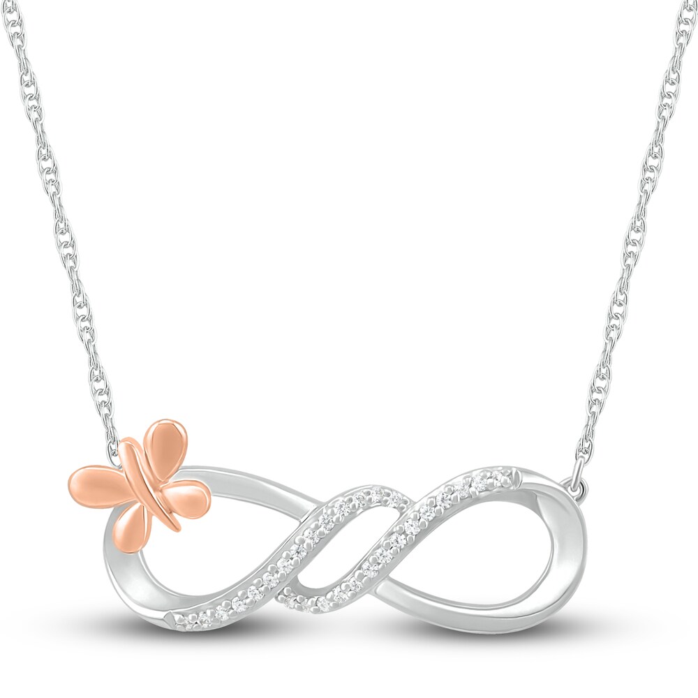 Diamond Infinity Necklace 1/20 ct tw Round Sterling Silver/10K Rose Gold gv9aEXJD