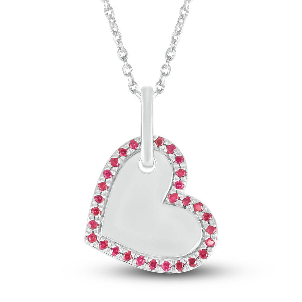 Lab-Created Ruby Heart Necklace Sterling Silver gx3lnSd9 [gx3lnSd9]