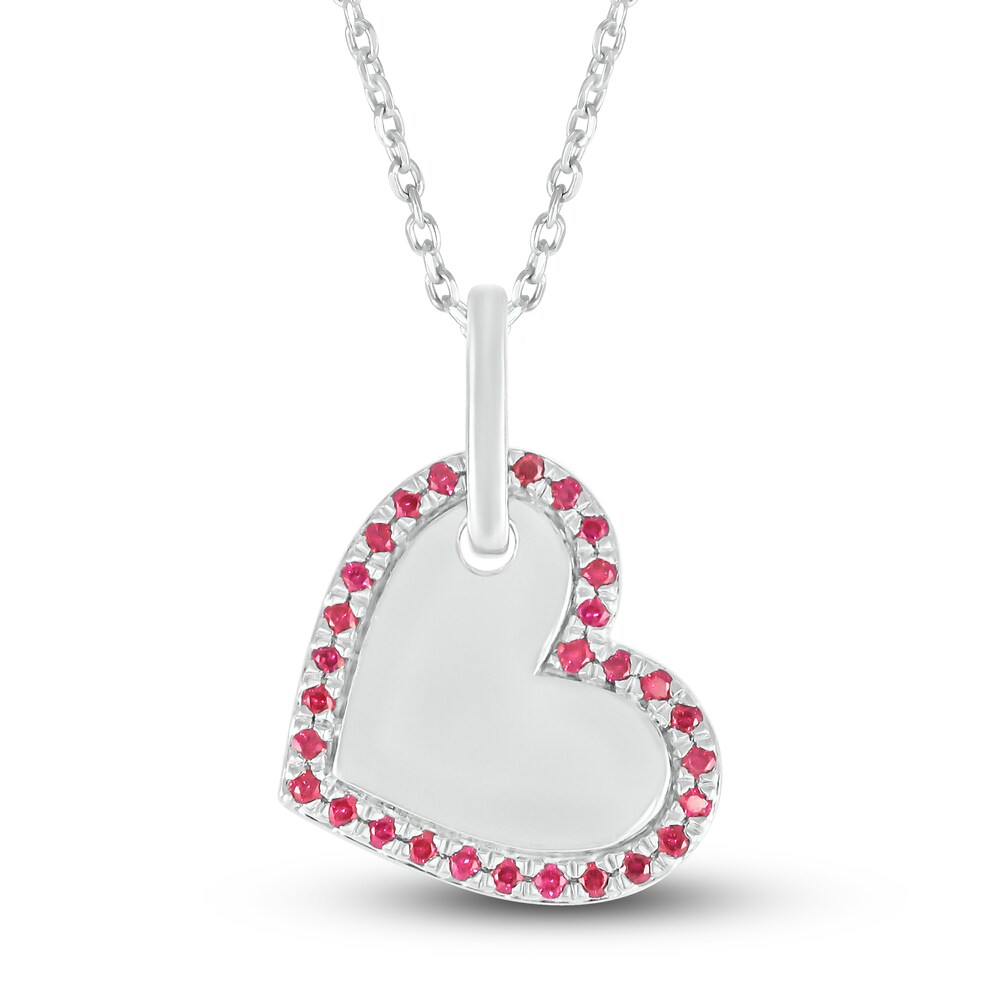 Lab-Created Ruby Heart Necklace Sterling Silver gx3lnSd9