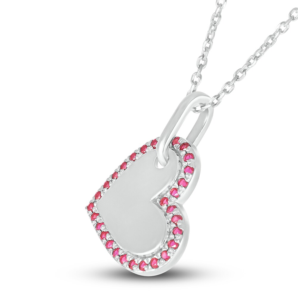 Lab-Created Ruby Heart Necklace Sterling Silver gx3lnSd9