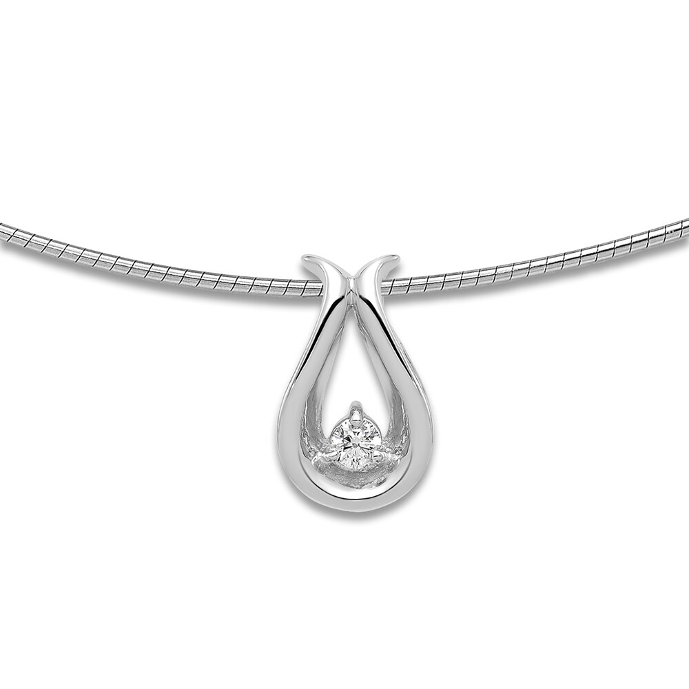 Diamond Charm Necklace 1/6 ct tw Round 14K White Gold gzES0kFI