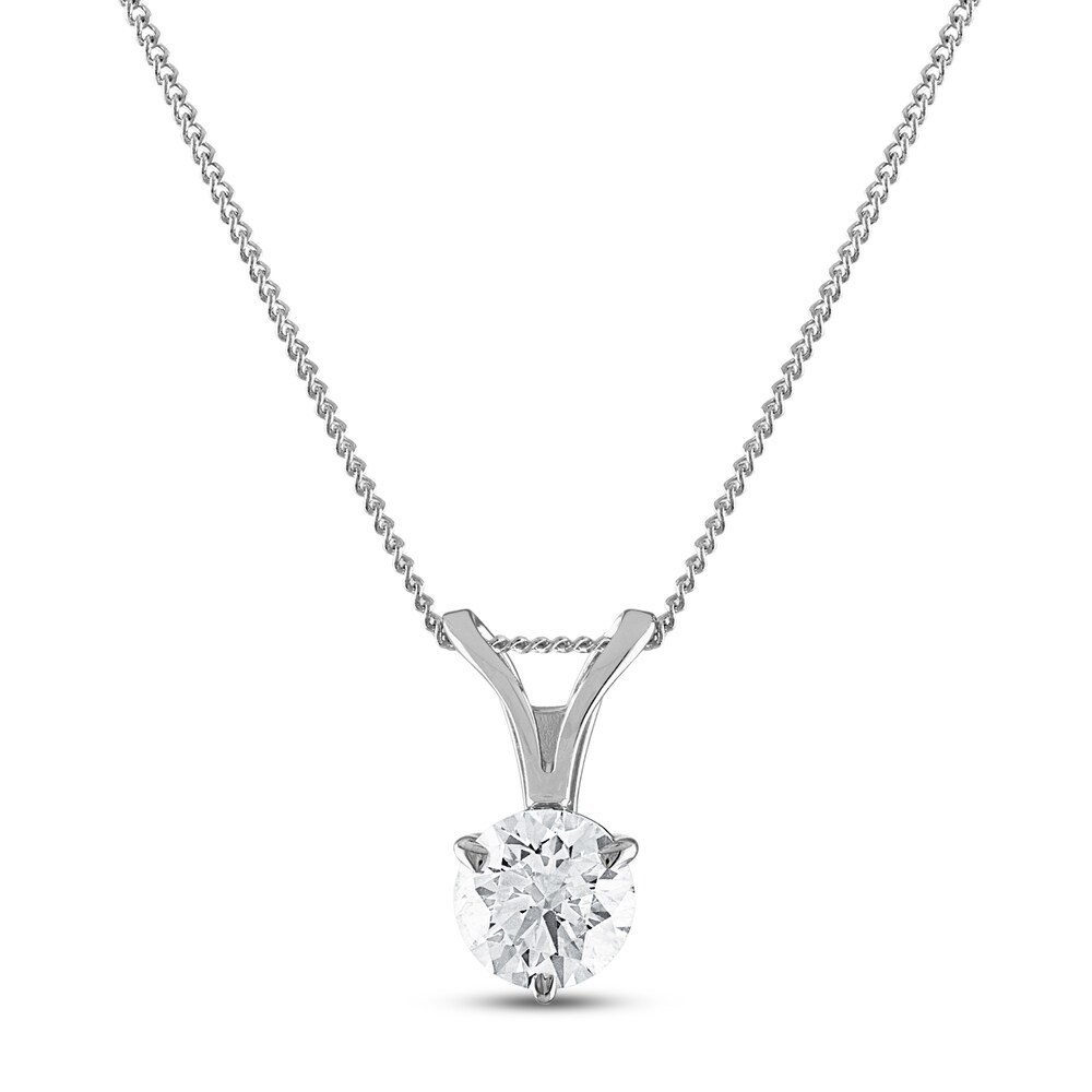 Certified Diamond Solitaire Necklace 1/4 ct tw Round 18K White Gold (SI2/I) h0Hgk6QC