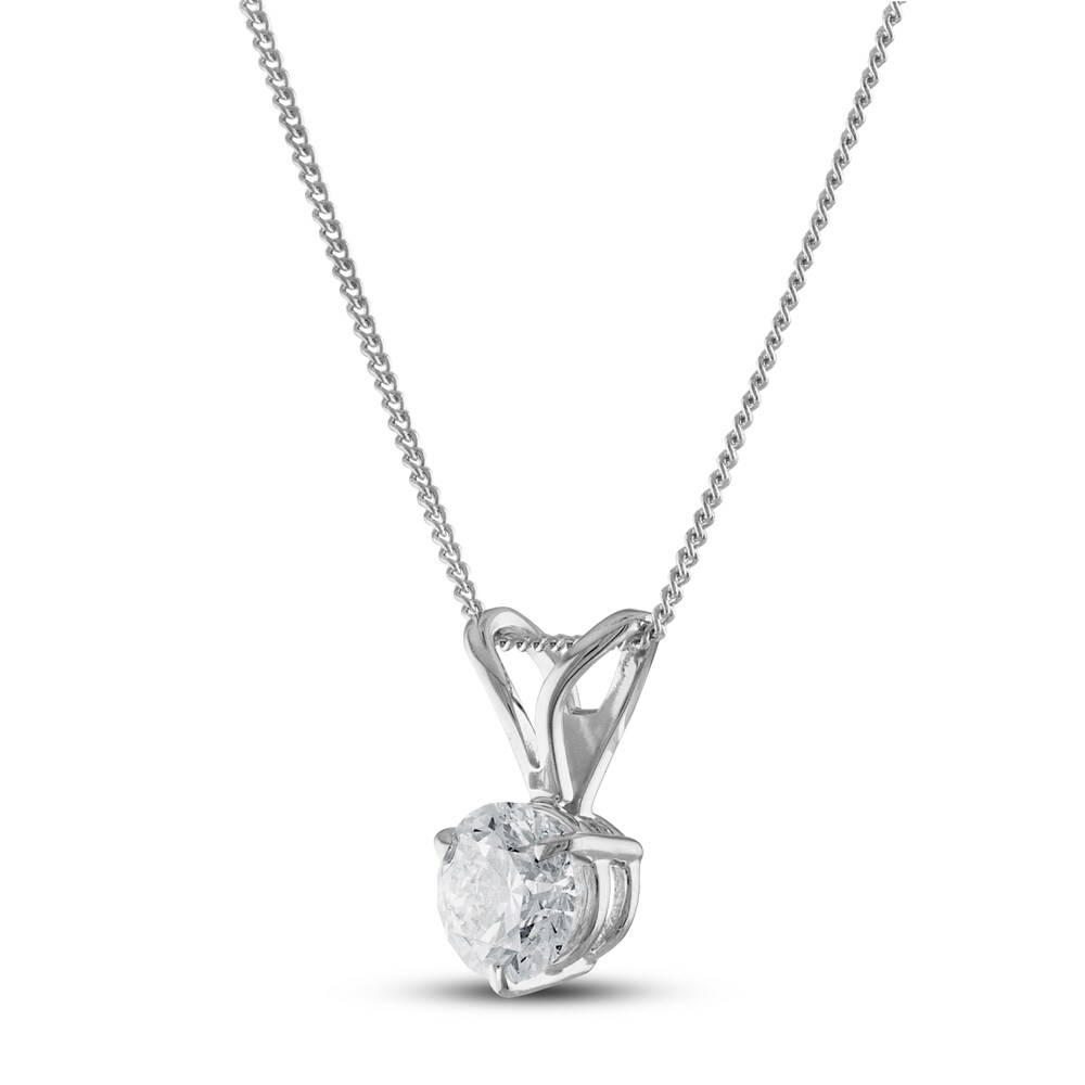 Certified Diamond Solitaire Necklace 1/4 ct tw Round 18K White Gold (SI2/I) h0Hgk6QC