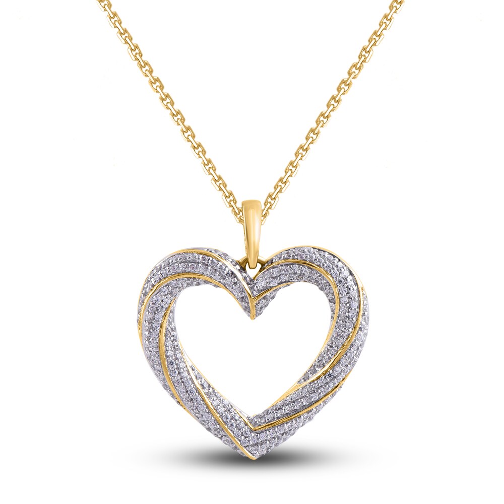 Diamond Heart Necklace 1/2 ct tw Round 14K Yellow Gold 18" h0WqF7CC