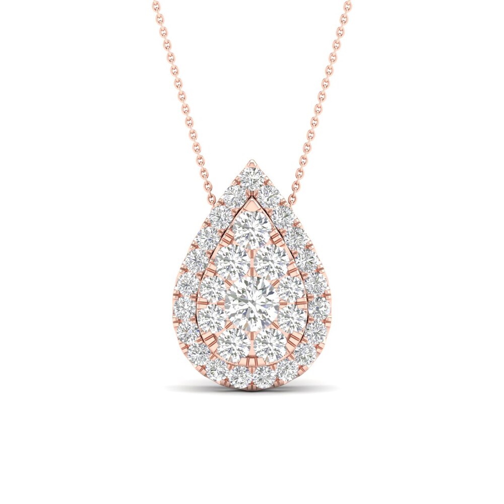 Colorless Diamond Pendant Necklace 1-1/2 ct tw Round 14K Rose Gold h1rkQsRO