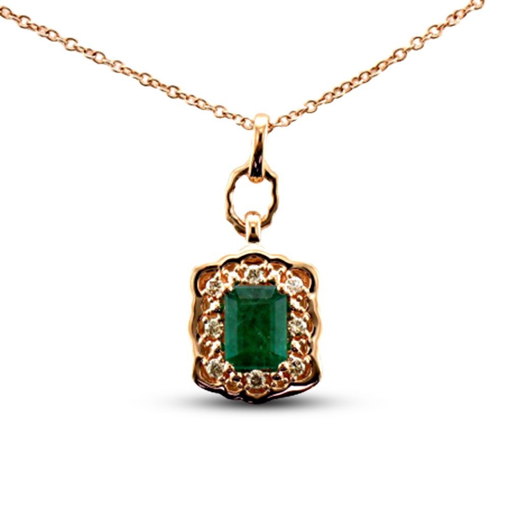 Le Vian Natural Emerald Necklace 1/5 ct tw Diamonds 14K Strawberry Gold h43qyaz3