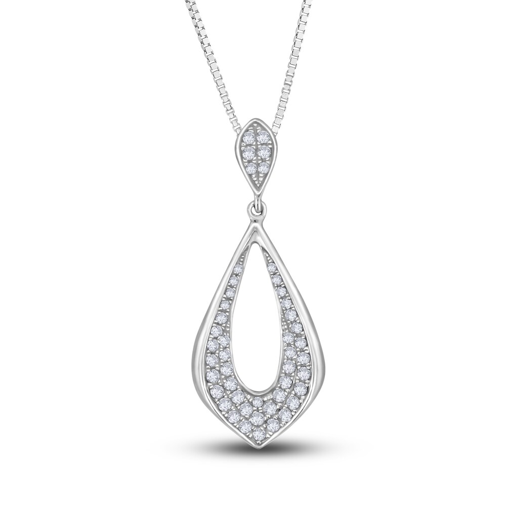 Diamond Pendant Necklace 1/3 ct tw Round 14K White Gold 18" hA1InE5g