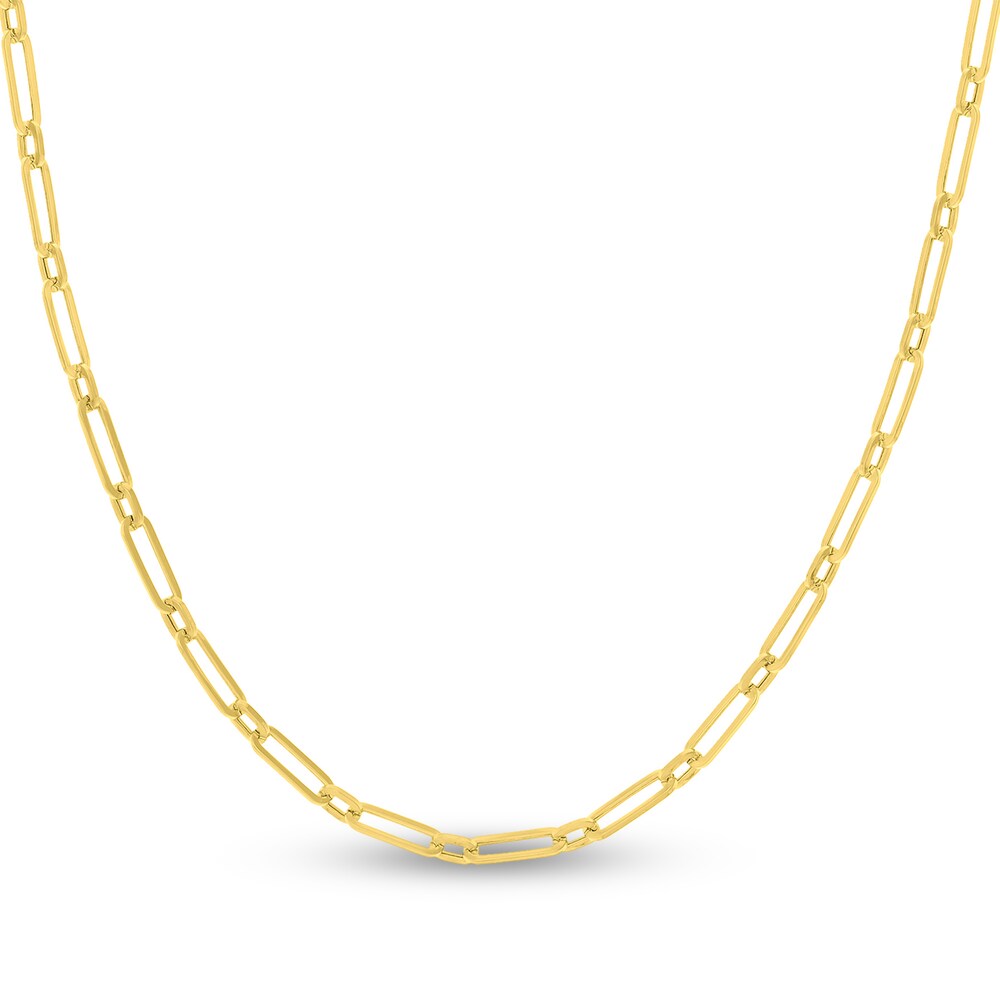 Paper Clip Chain Necklace 14K Yellow Gold 18\" hBLcrC5G