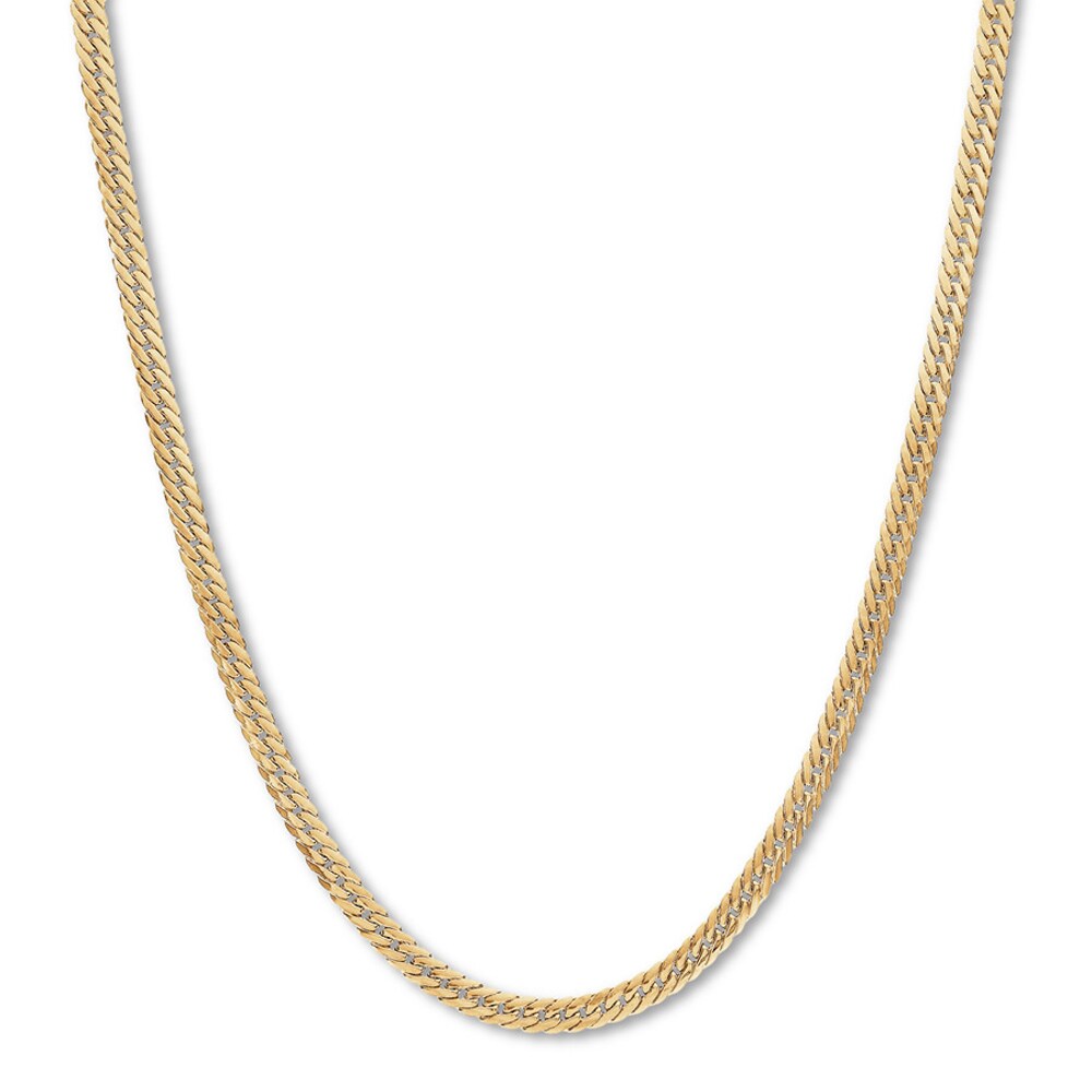 Double Curb Link Chain 10K Yellow Gold 22\" Length hCrnR29K
