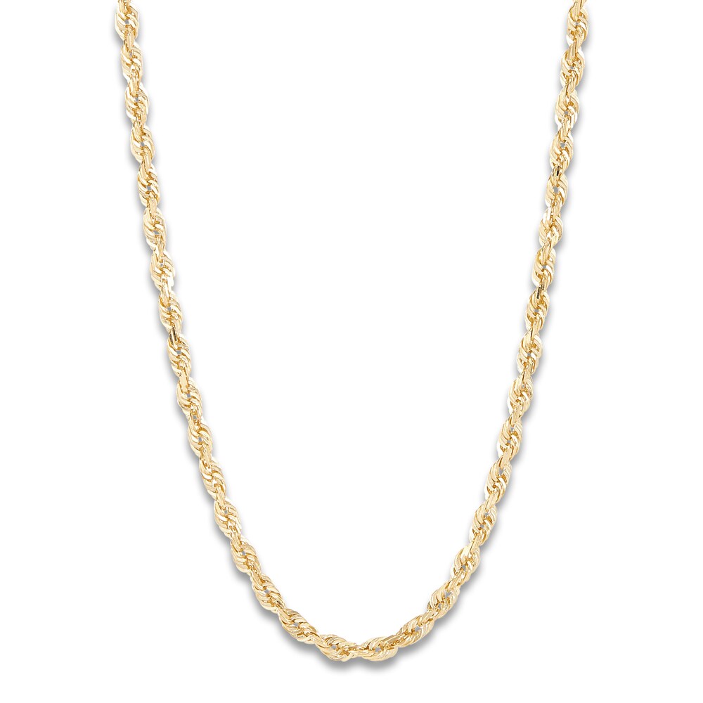Solid Glitter Rope Necklace 14K Yellow Gold 24\" 2.4mm hF5QUi6O