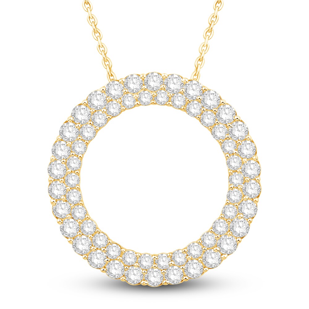 Diamond Circle Pendant Necklace 2 ct tw Round 14K Yellow Gold 18" hGUfy38t