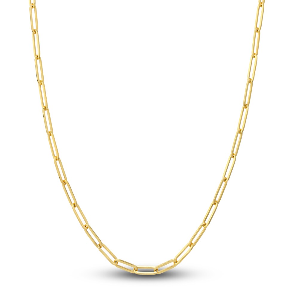 Paper Clip Chain Necklace 18K Yellow Gold 18\" 3.8mm hH46GDVo