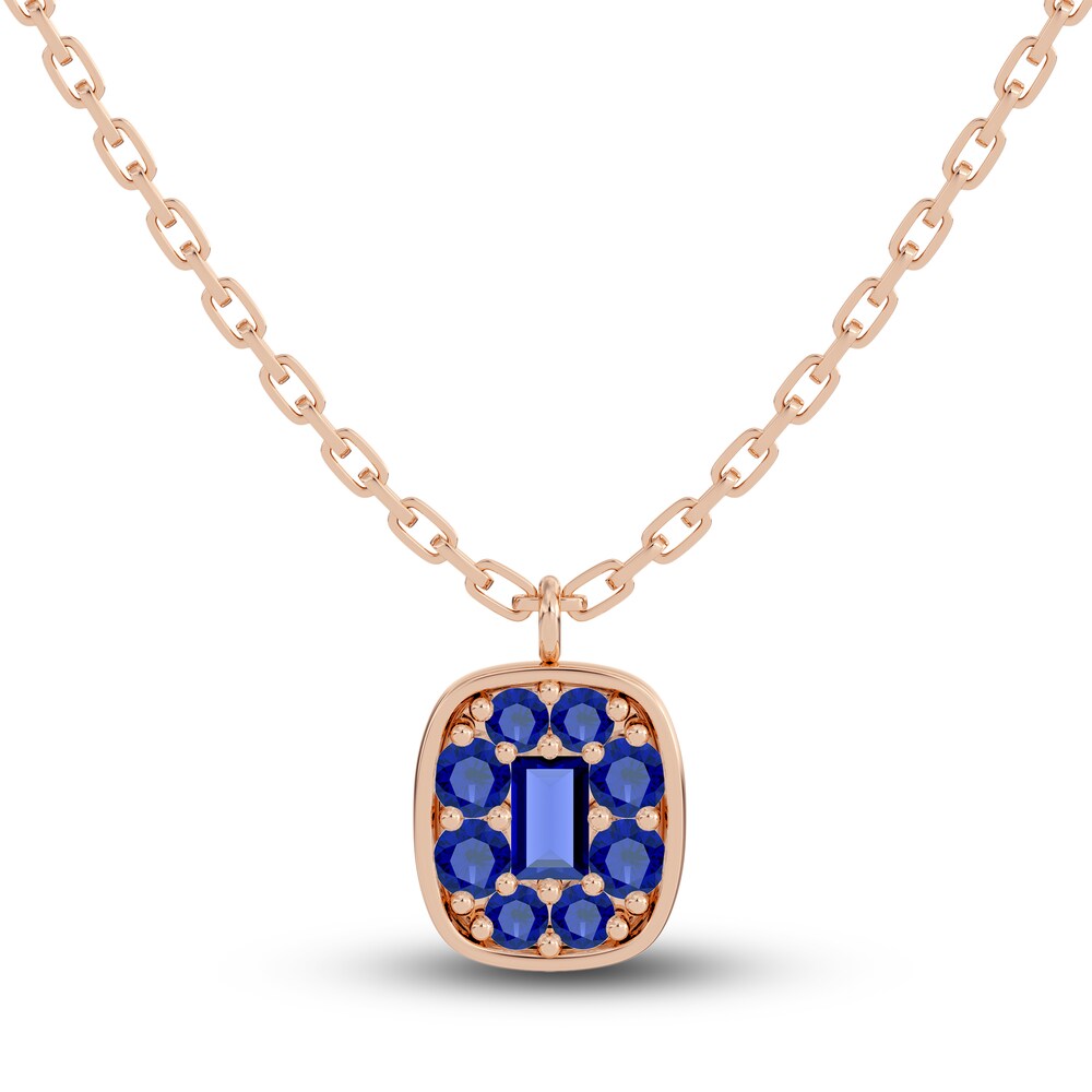 Juliette Maison Natural Blue Sapphire Pendant Necklace 10K Rose Gold hKG8EL2R