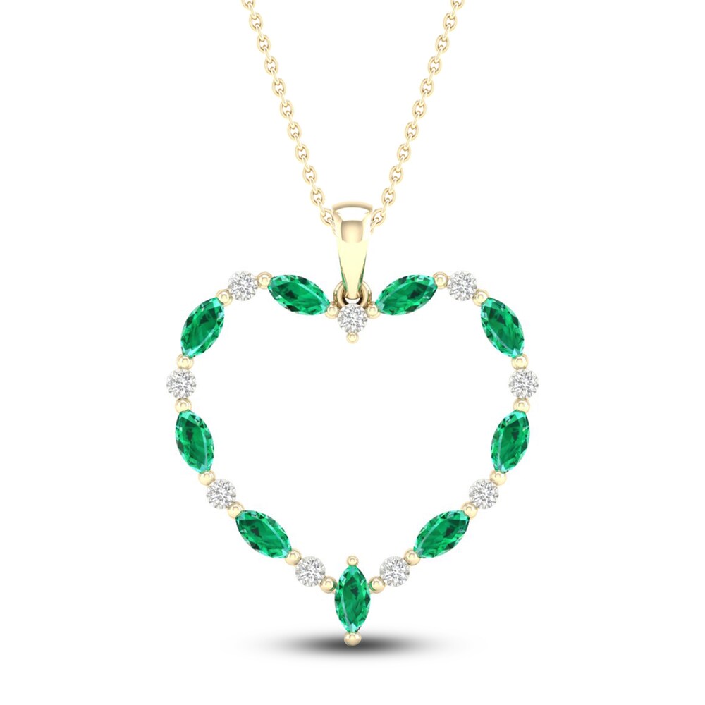 Natural Emerald Heart Necklace Diamond Accent 10K Yellow Gold hKW3QbMF