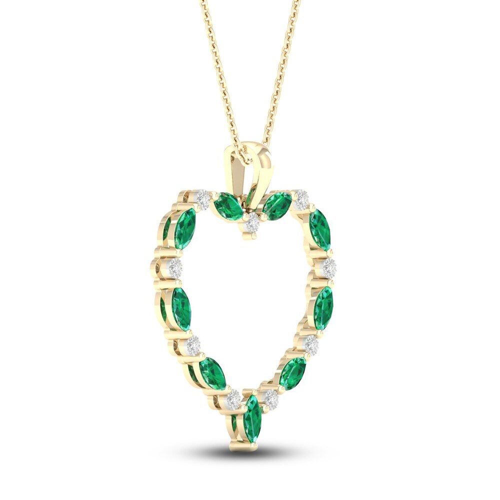 Natural Emerald Heart Necklace Diamond Accent 10K Yellow Gold hKW3QbMF