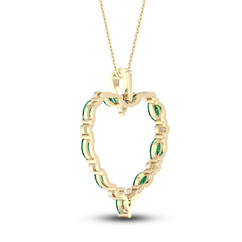 Natural Emerald Heart Necklace Diamond Accent 10K Yellow Gold hKW3QbMF