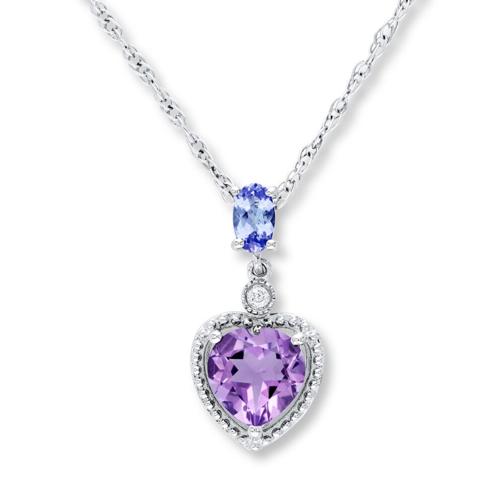 Amethyst Heart Necklace Tanzanite & Diamond Sterling Silver hKorgoKB [hKorgoKB]